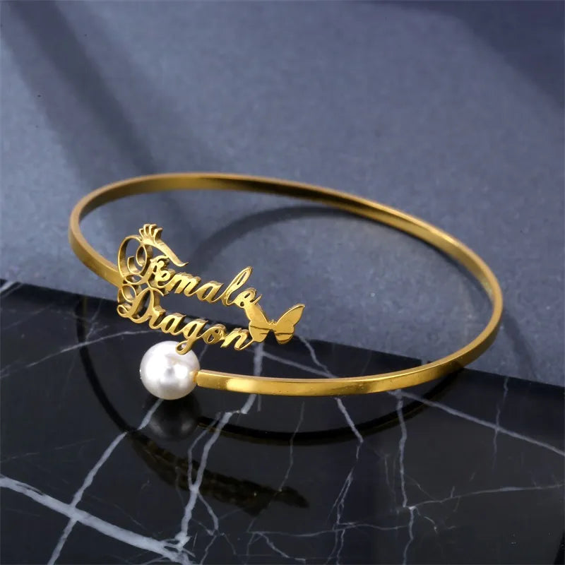 Custom Personalized Name Bracelet Bangle For Women
